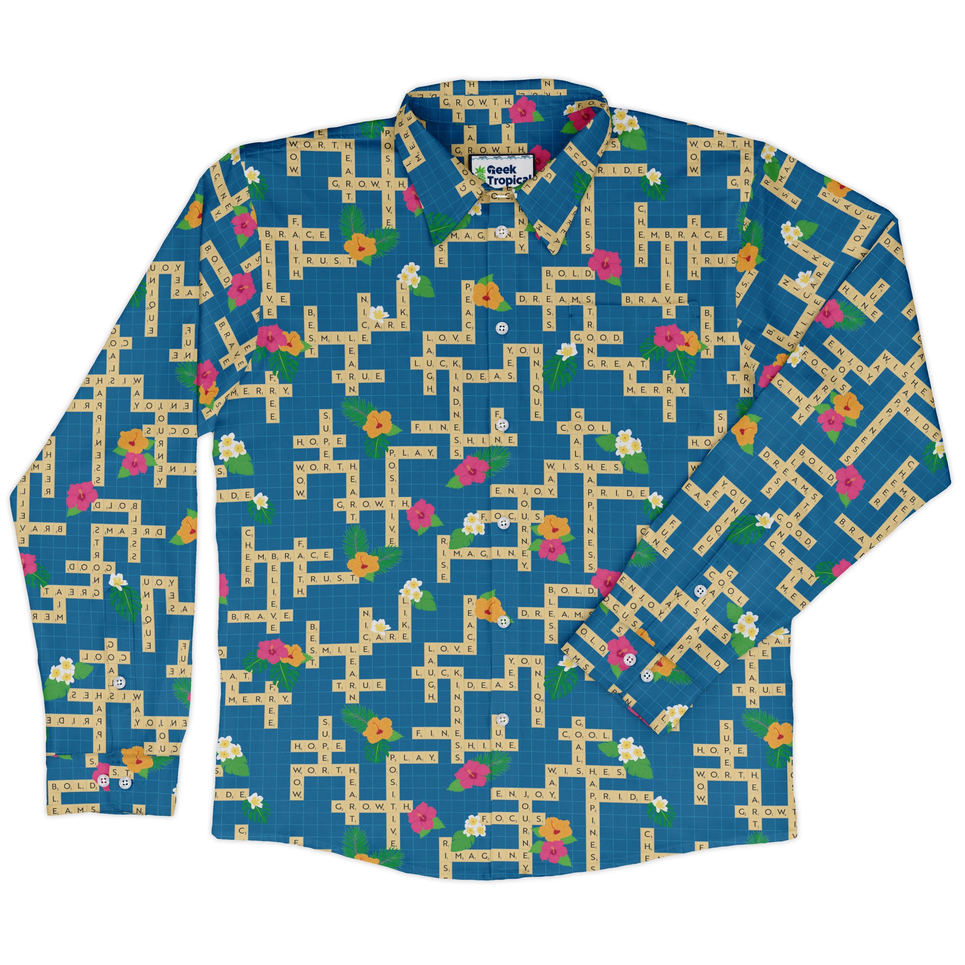 Good Vibes Game Long Sleeve Button Up Shirt front