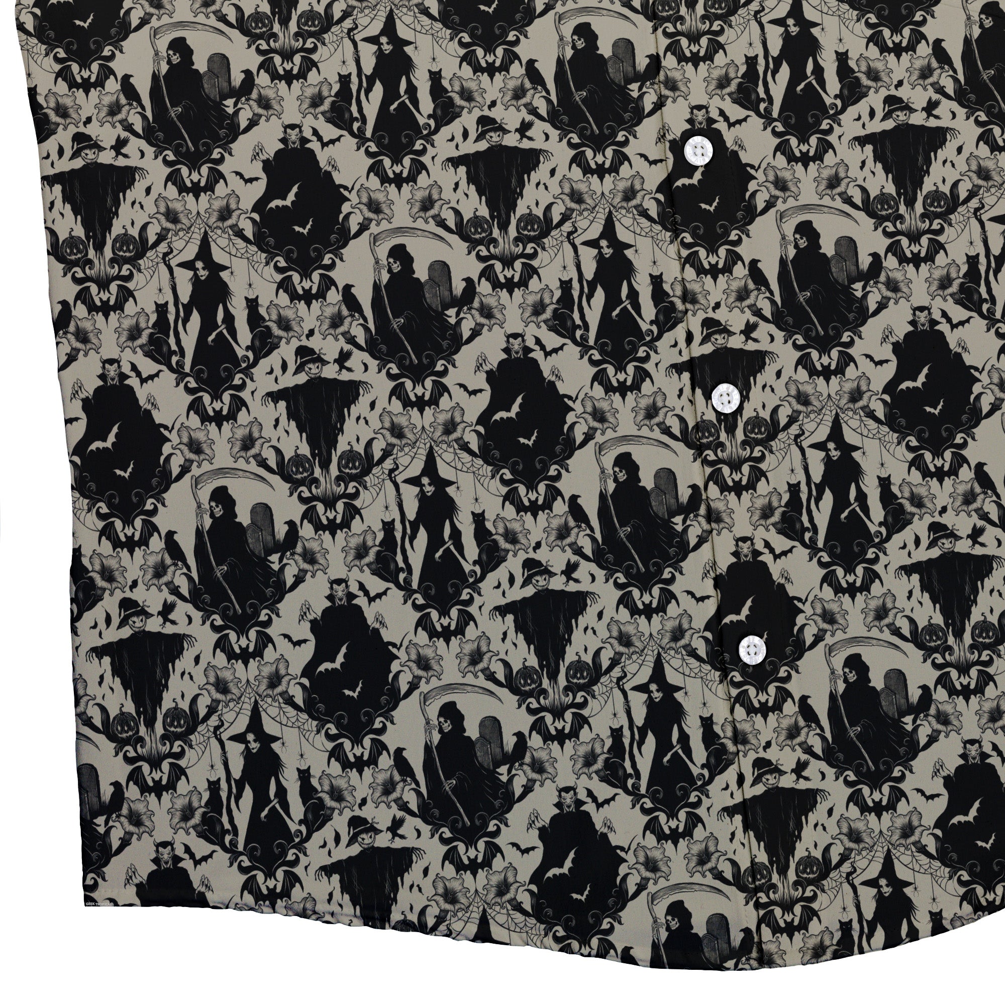 Gothic Damask Button Up Shirt Bottom Corner