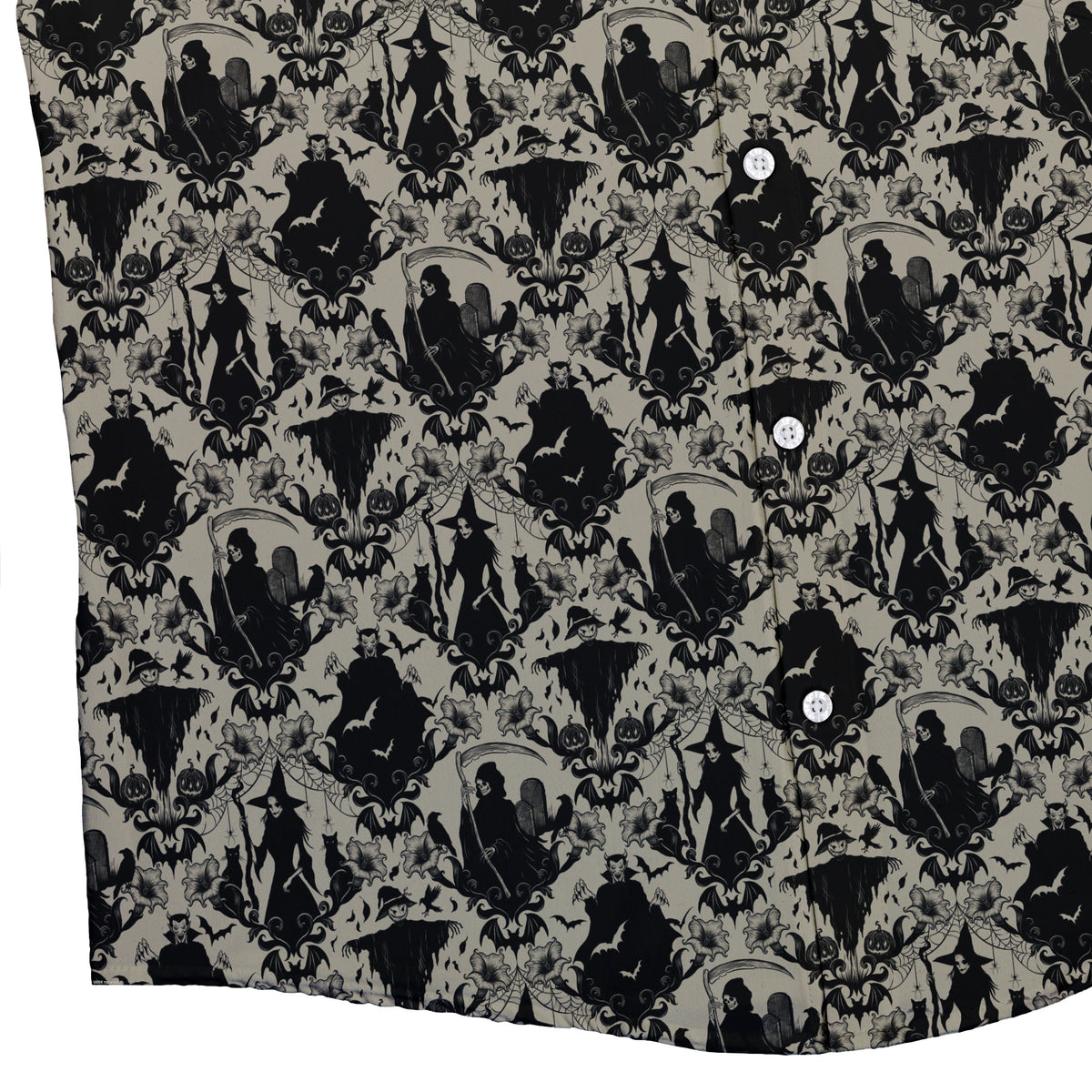 Gothic Damask Button Up Shirt Bottom Corner