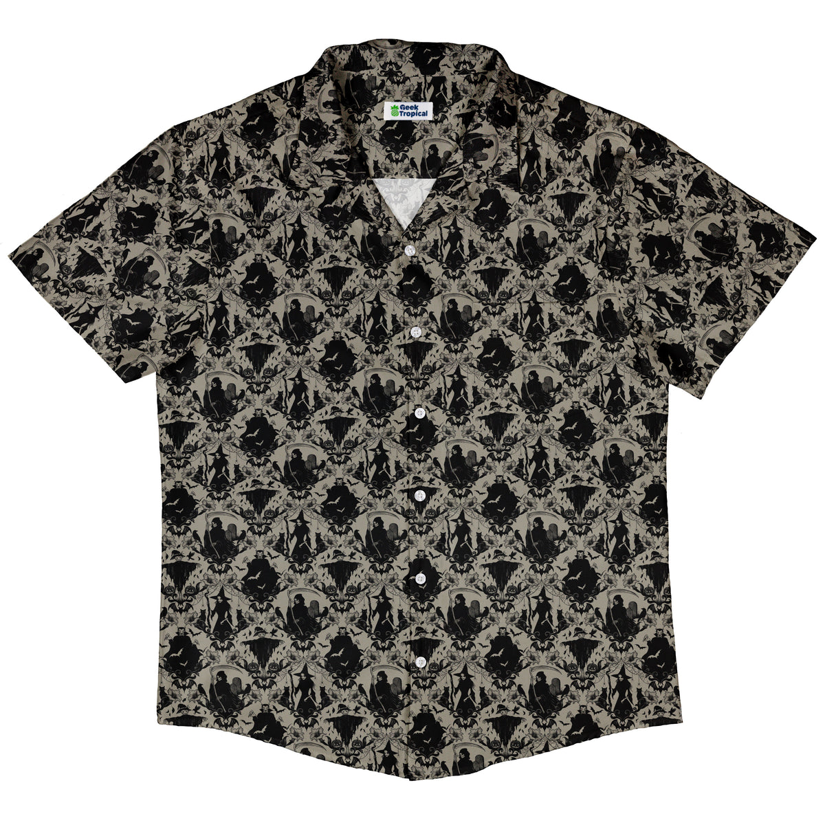 Gothic Damask Button Up Shirt Hawaiian Front