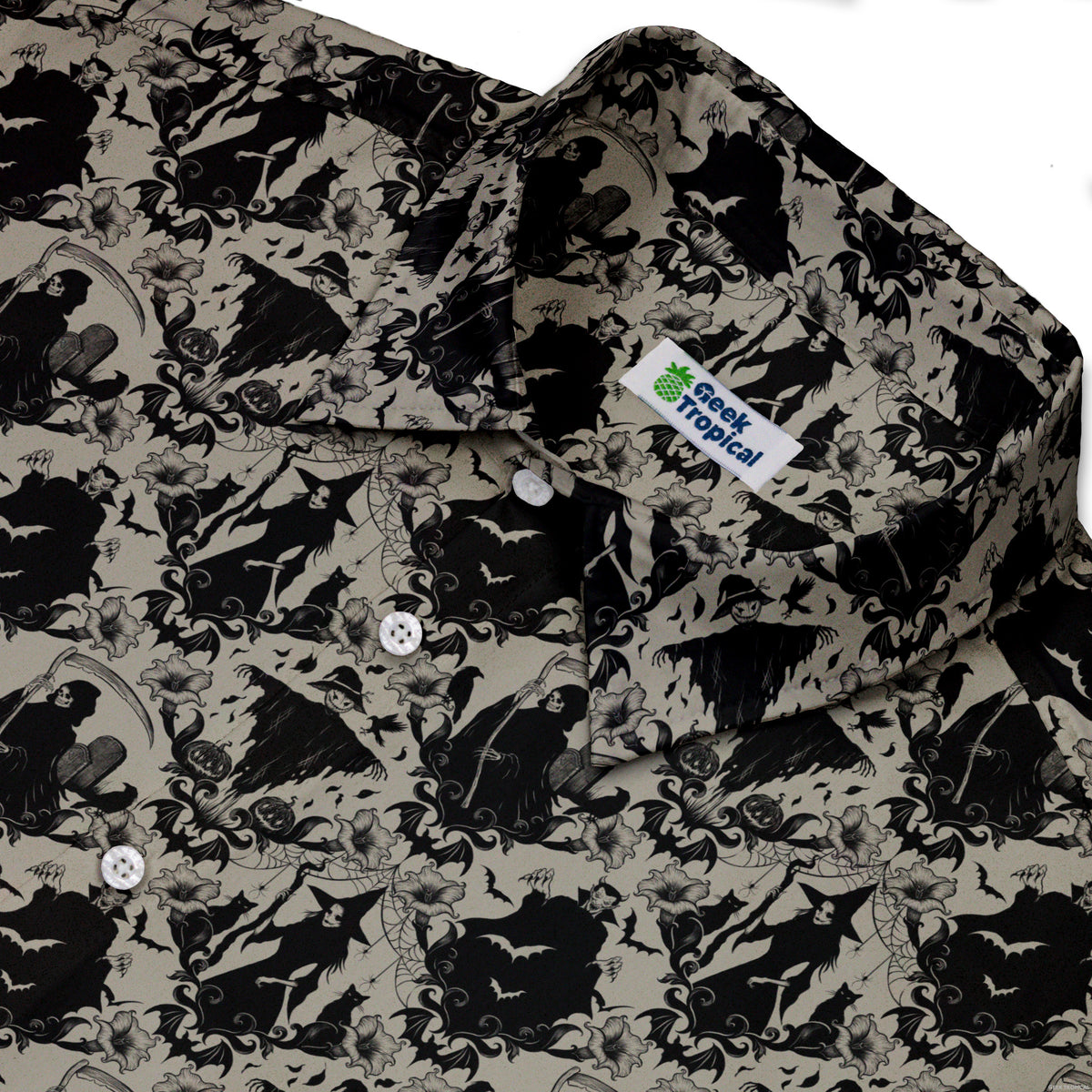 Gothic Damask Button Up Shirt Neck