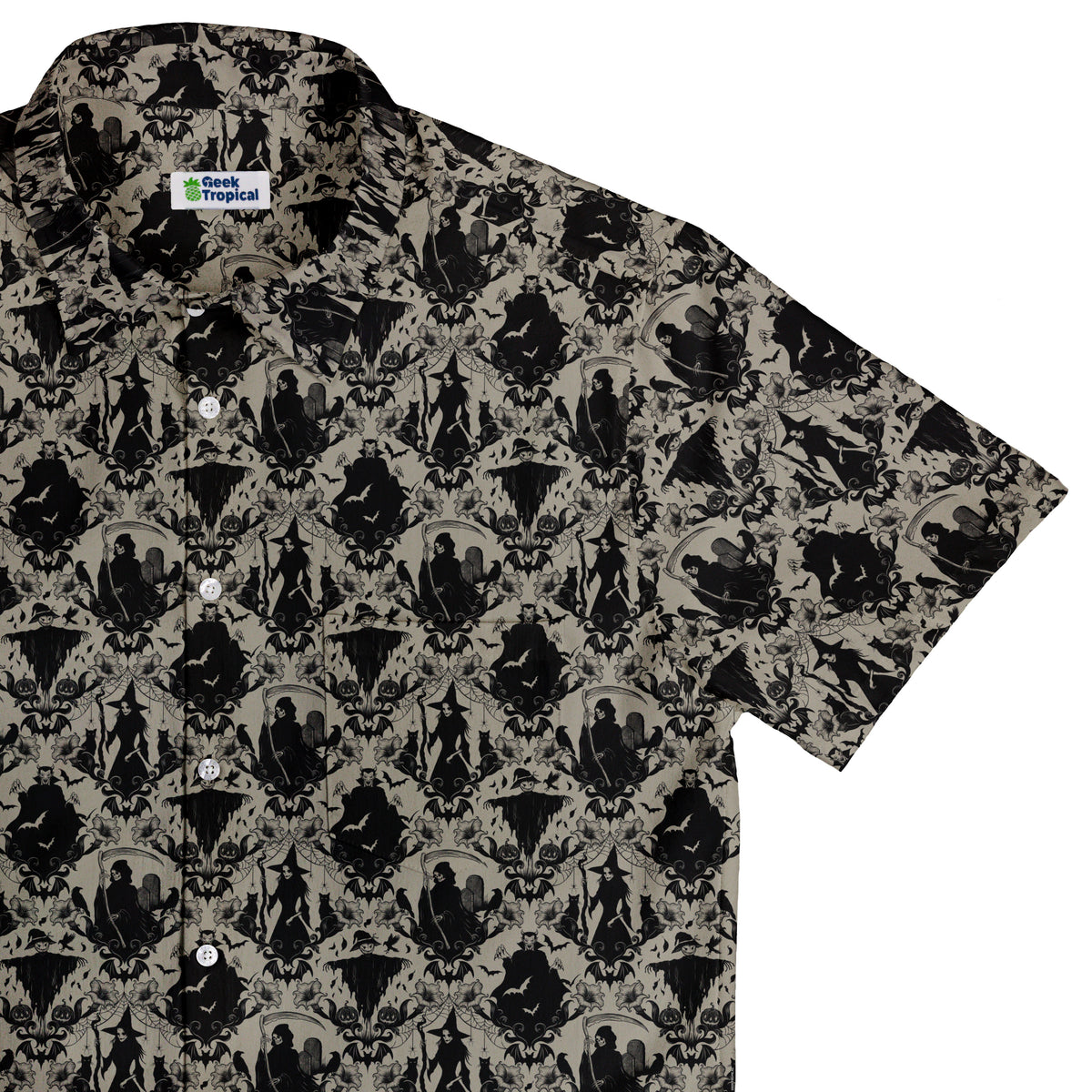 Gothic Damask Button Up Shirt Top Corner