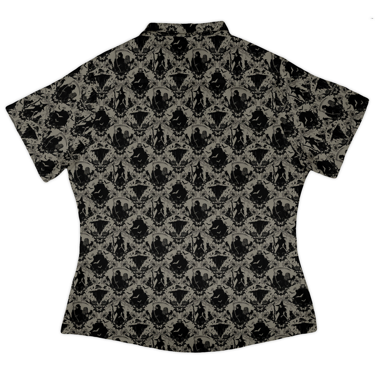 Gothic Damask Curvy Button Up Shirt womens back
