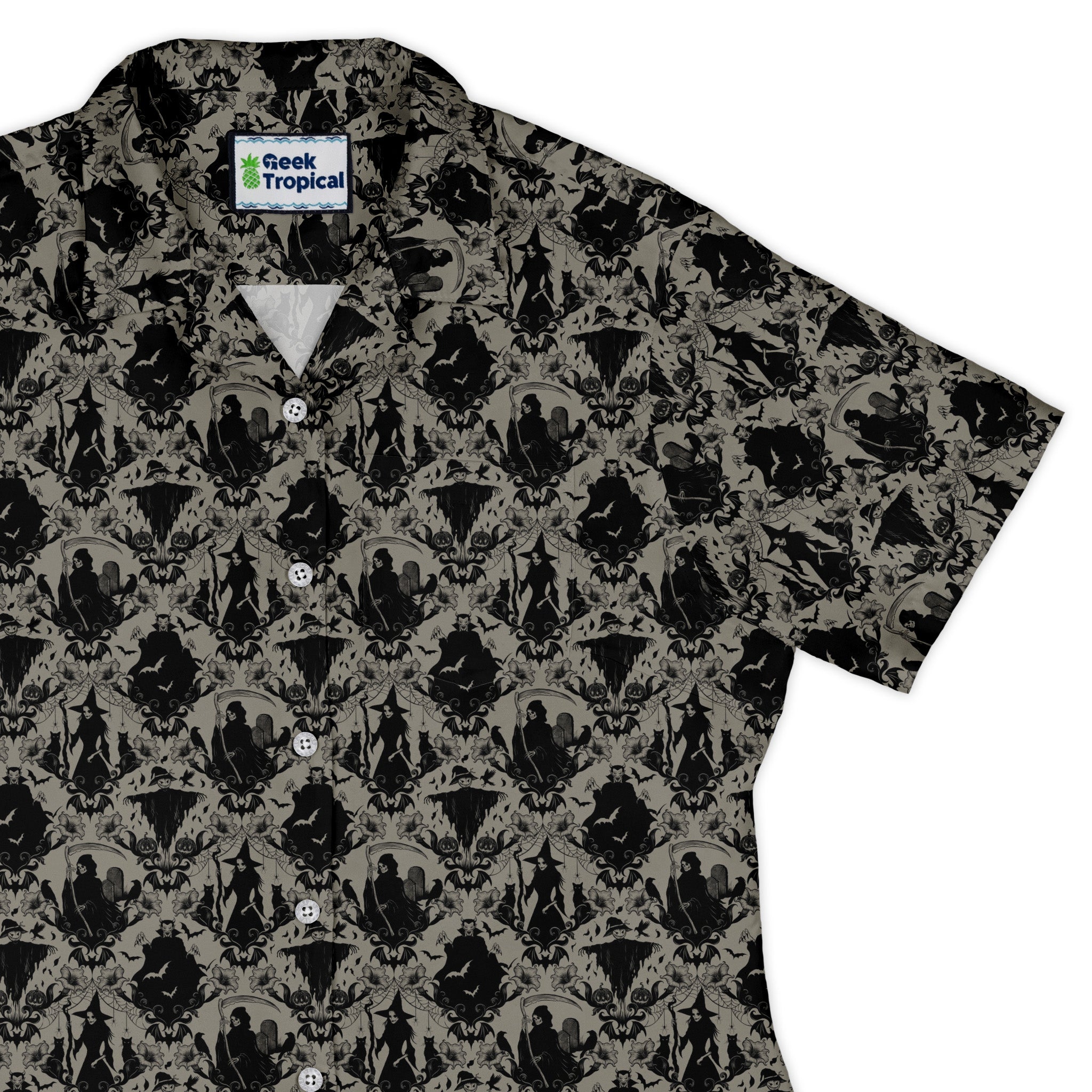 Gothic Damask Curvy Button Up Shirt womens top right