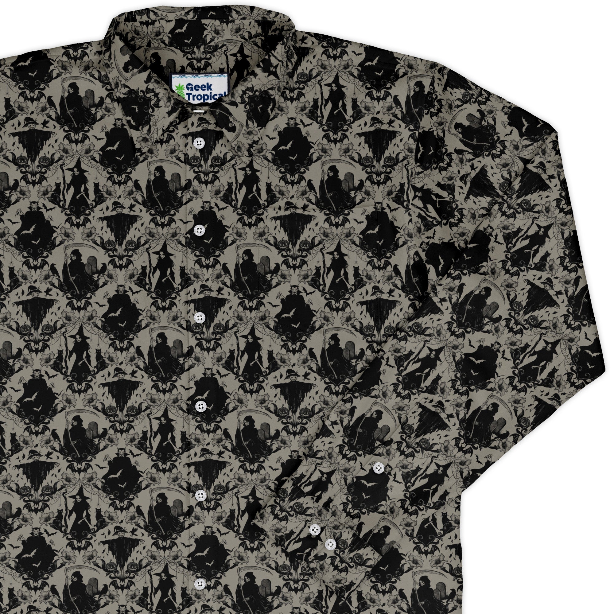 Gothic Damask Long Sleeve Button Up Shirt cover
