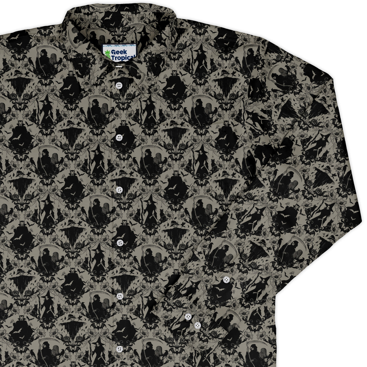 Gothic Damask Long Sleeve Button Up Shirt cover