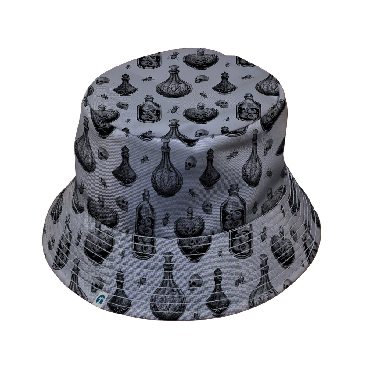 Gothic Potion Lab Bucket Hat Gray Stitching