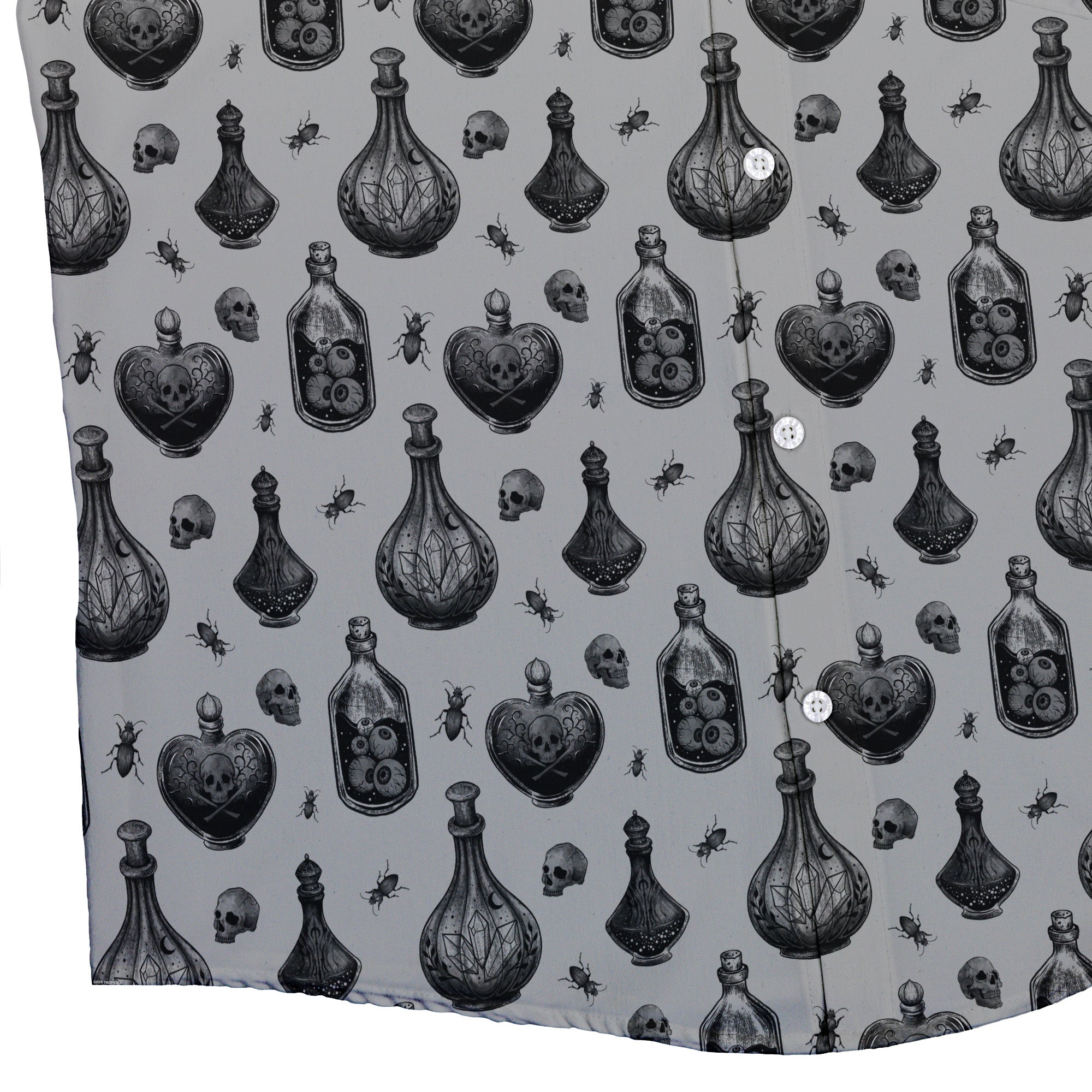 Gothic Potion Lab Button Up Shirt Bottom Corner