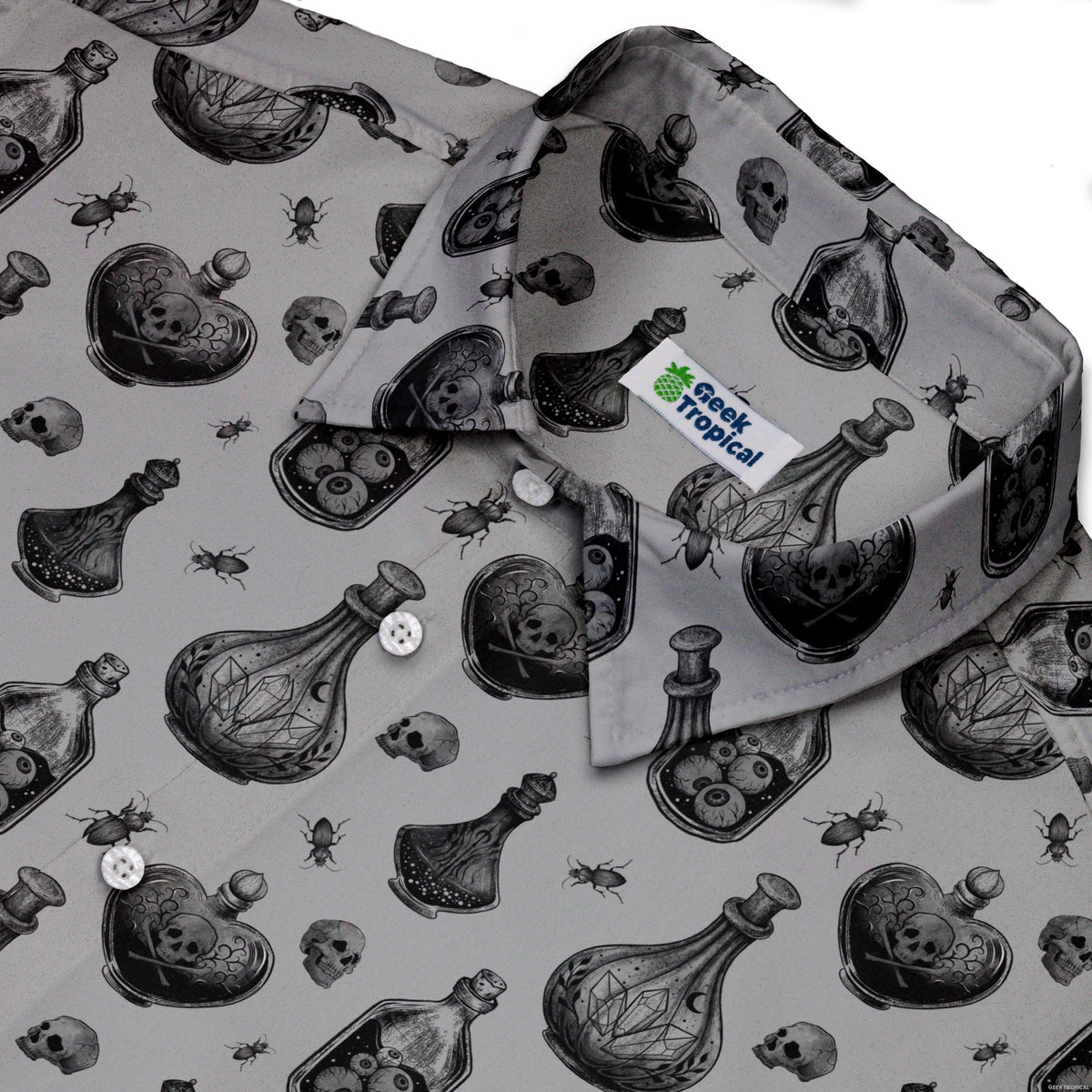 Gothic Potion Lab Button Up Shirt Neck