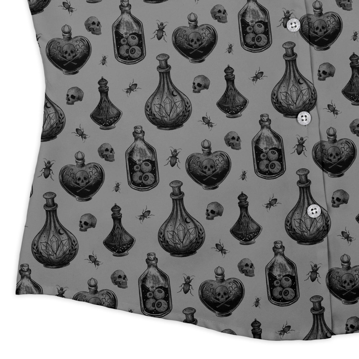 Gothic Potion Lab Curvy Button Up Shirt womens corner