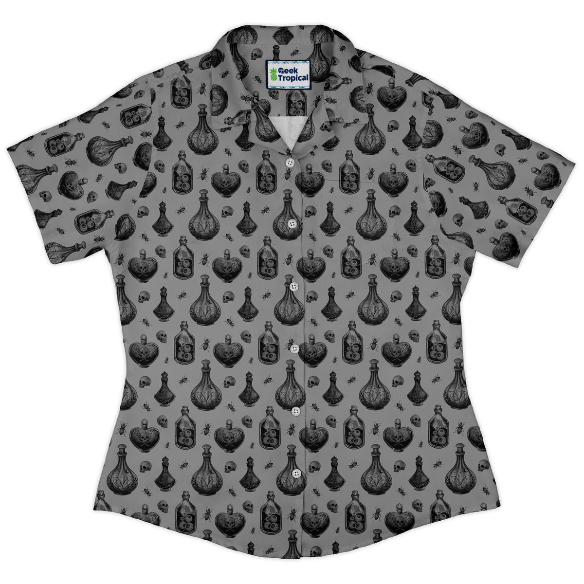 Gothic Potion Lab Curvy Button Up Shirt womens front