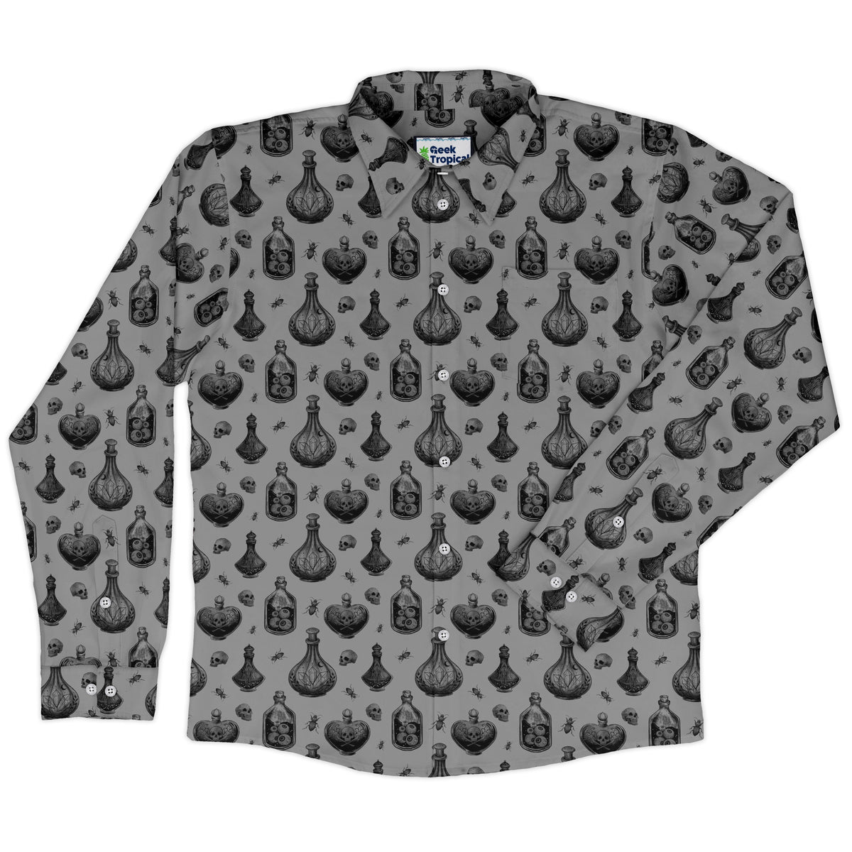 Gothic Potion Lab Long Sleeve Button Up Shirt front