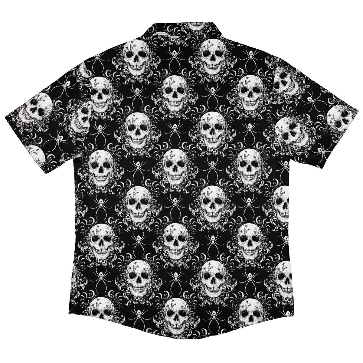 Gothic Spider Skull Button Up Shirt Back