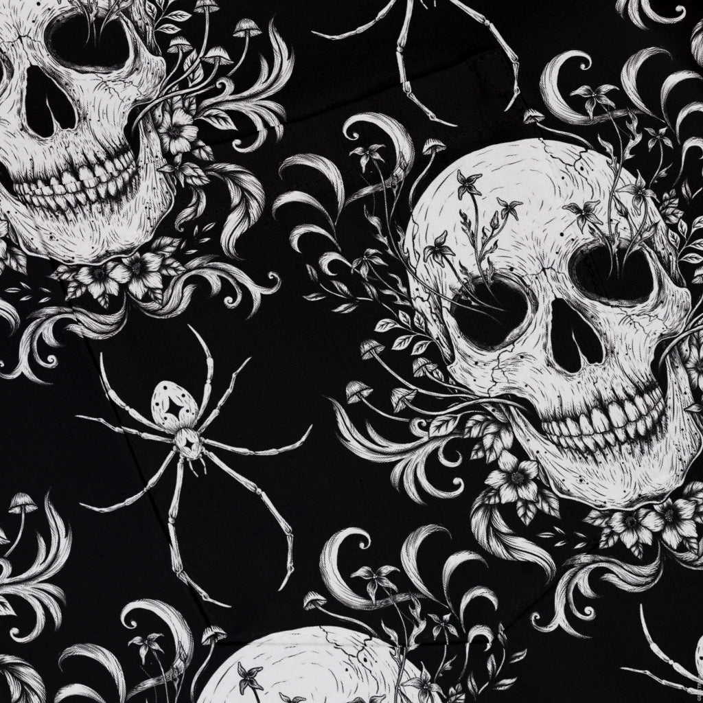 Gothic Spider Skull Button Up Shirt Pocket
