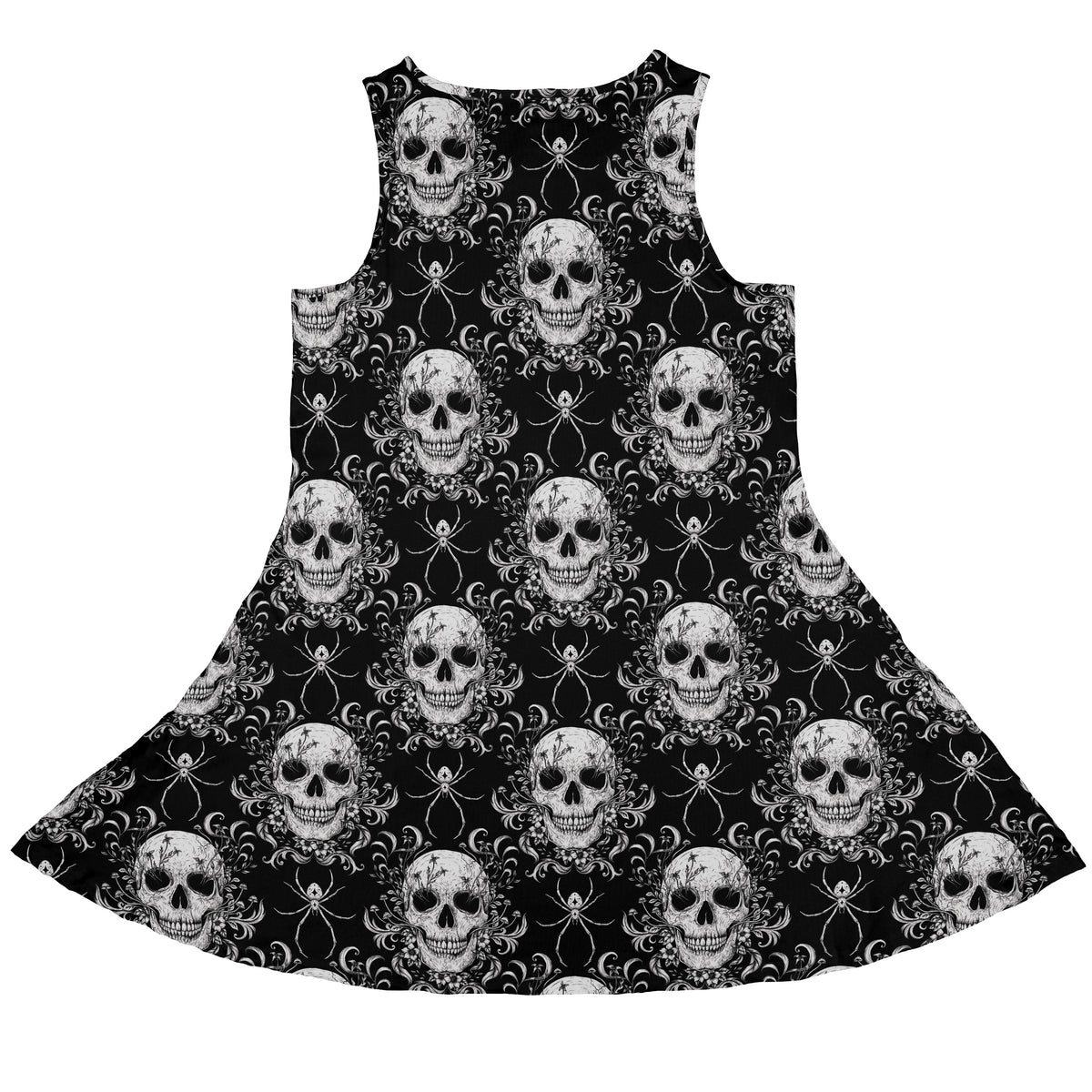 Gothic Spider Skull Sleeveless Dress back