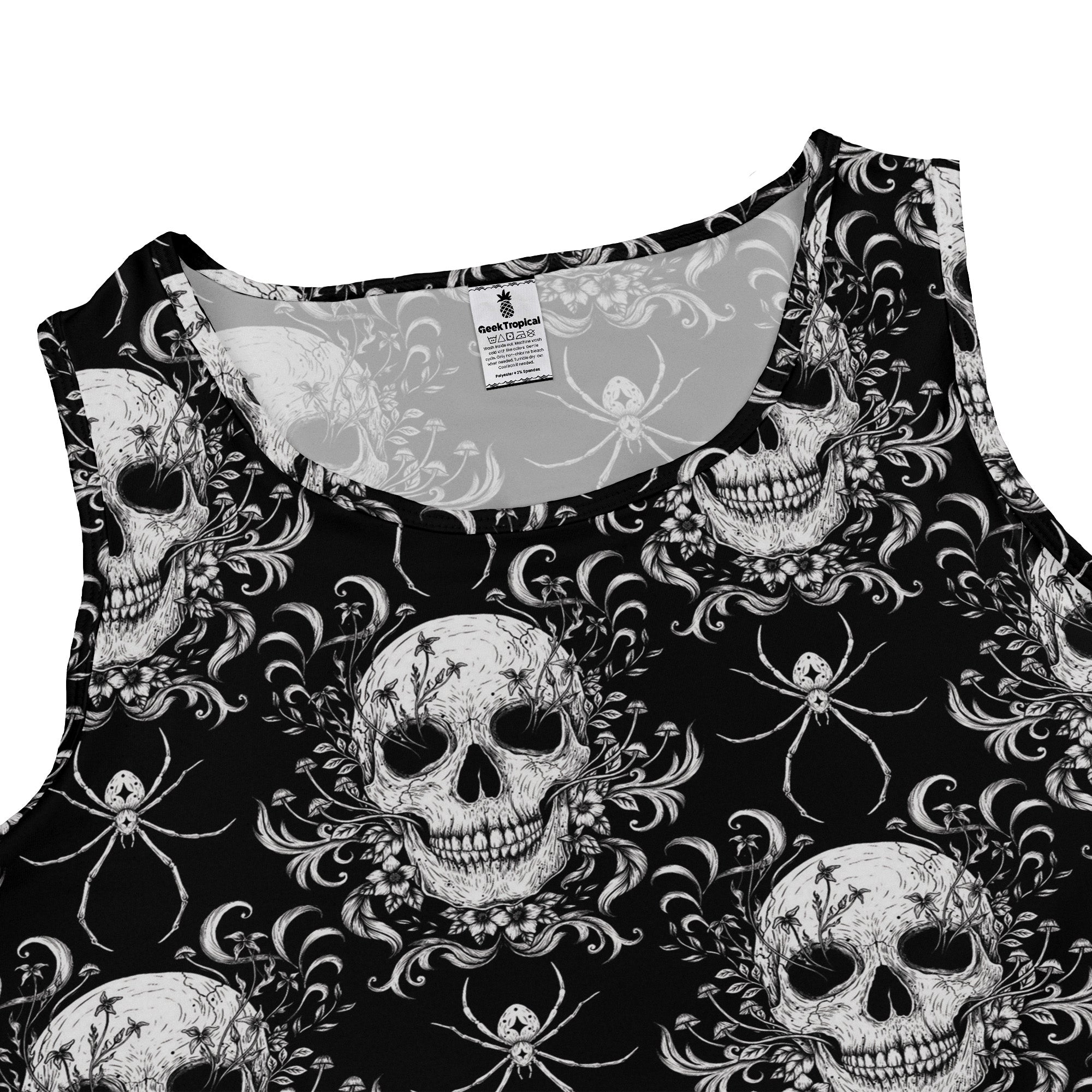 Gothic Spider Skull Sleeveless Dress close front