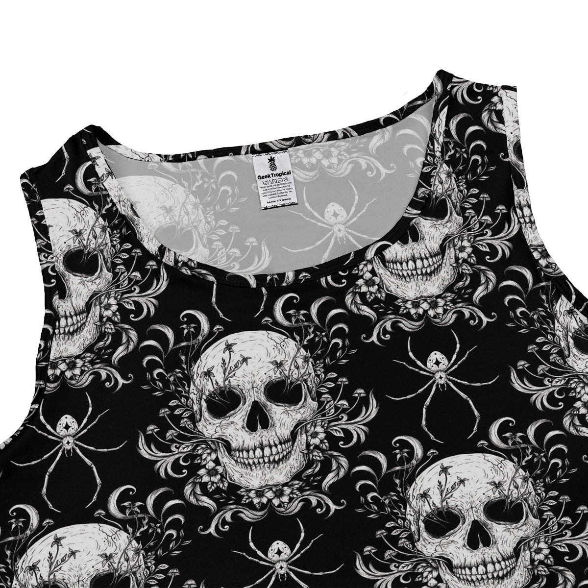 Gothic Spider Skull Sleeveless Dress close front