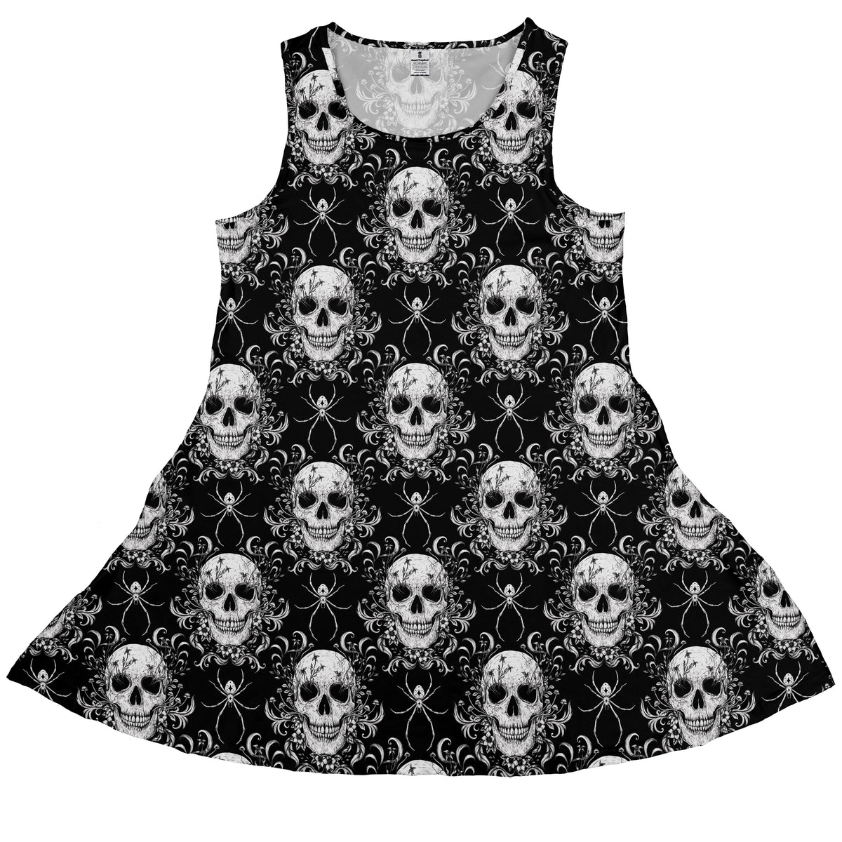 Gothic Spider Skull Sleeveless Dress front