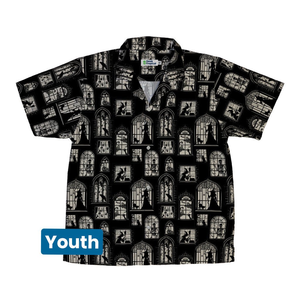 Gothic Windows Youth Hawaiian Shirt Geek Nerd 0925 Design by Episodic Fantasy Prints