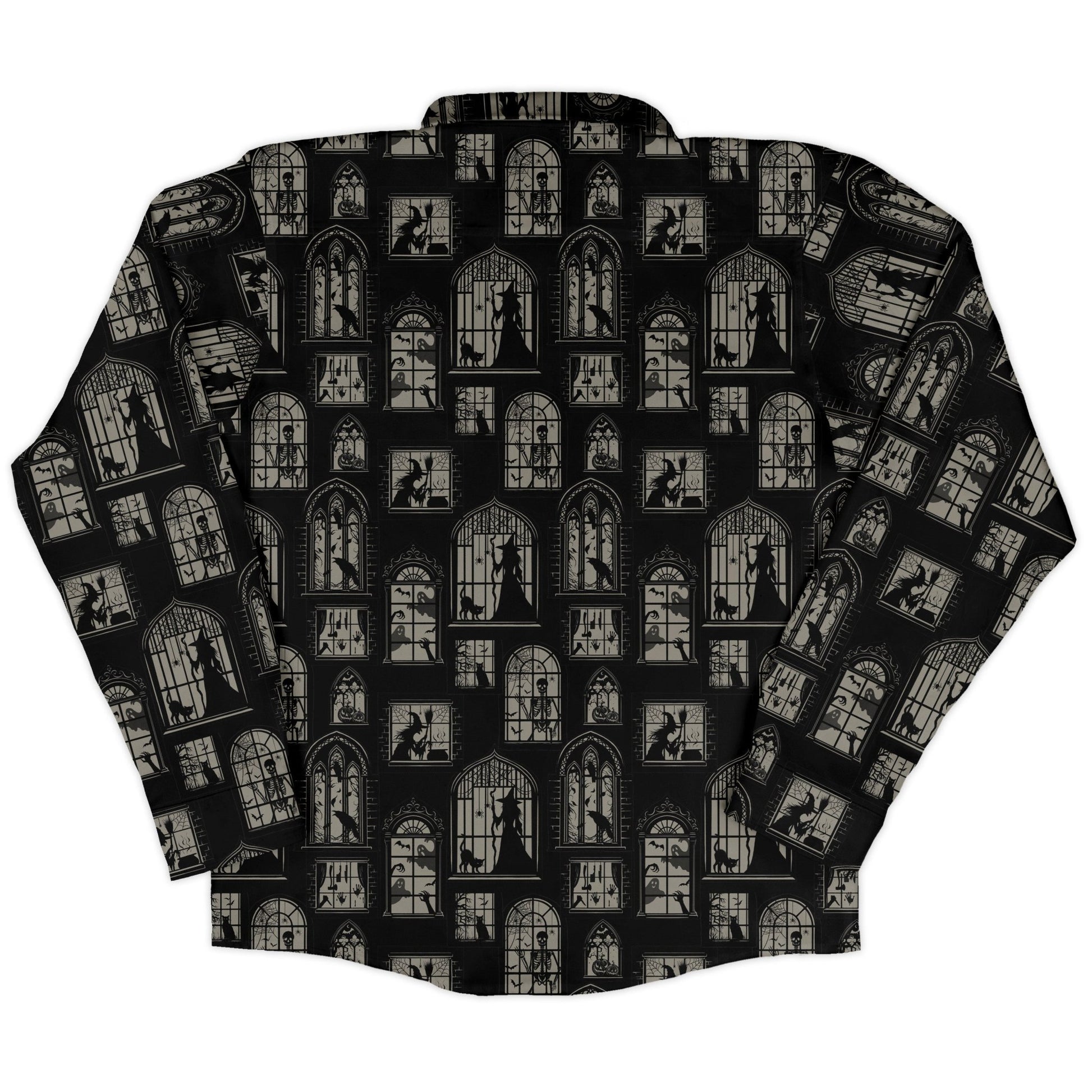 Gothic Windows Long Sleeve Button Up Shirt Geek Nerd 0925 adult sizing All Adult Button Up Shirts