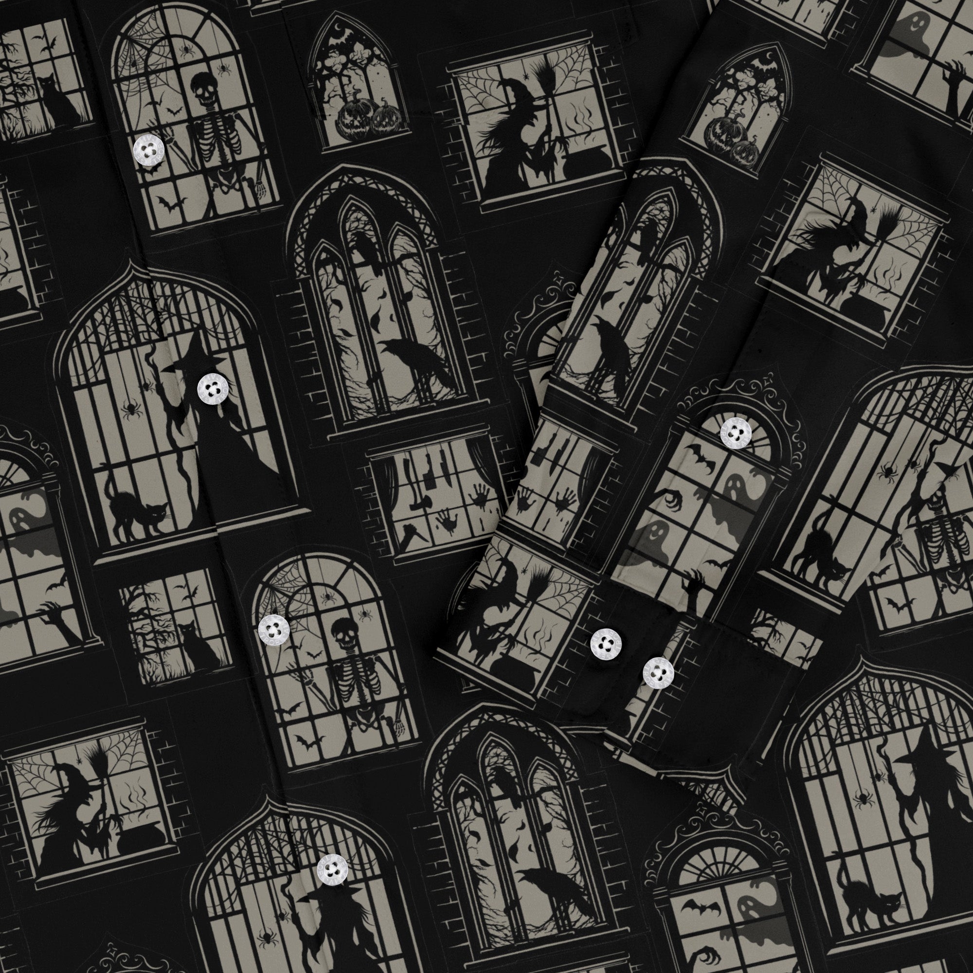 Gothic Windows Long Sleeve Button Up Shirt Geek Nerd 0925 adult sizing All Adult Button Up Shirts