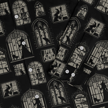 Gothic Windows Long Sleeve Button Up Shirt Geek Nerd 0925 adult sizing All Adult Button Up Shirts