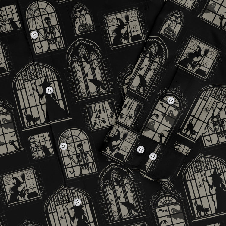 Gothic Windows Long Sleeve Button Up Shirt Geek Nerd 0925 adult sizing All Adult Button Up Shirts