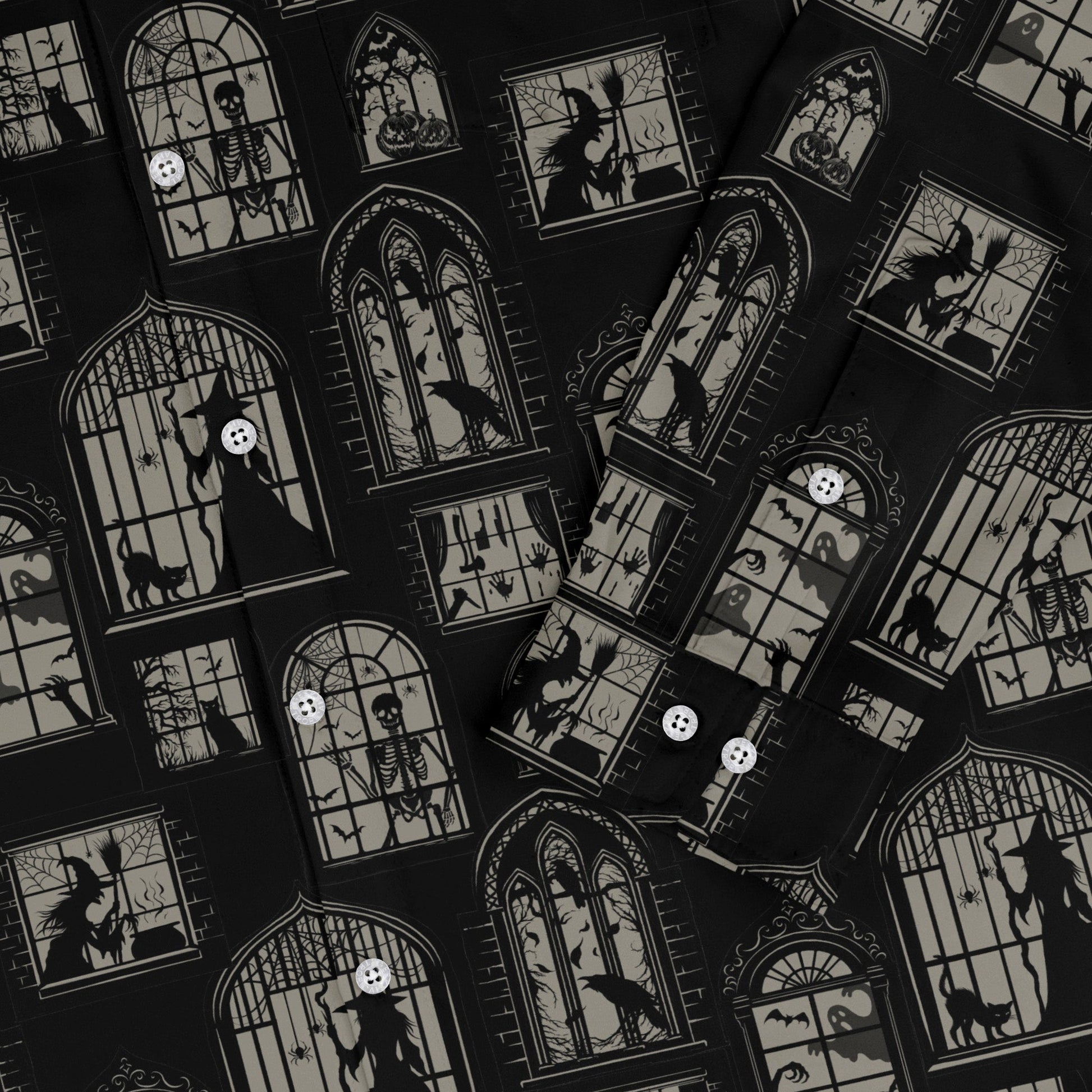 Gothic Windows Long Sleeve Button Up Shirt Geek Nerd 0925 adult sizing All Adult Button Up Shirts