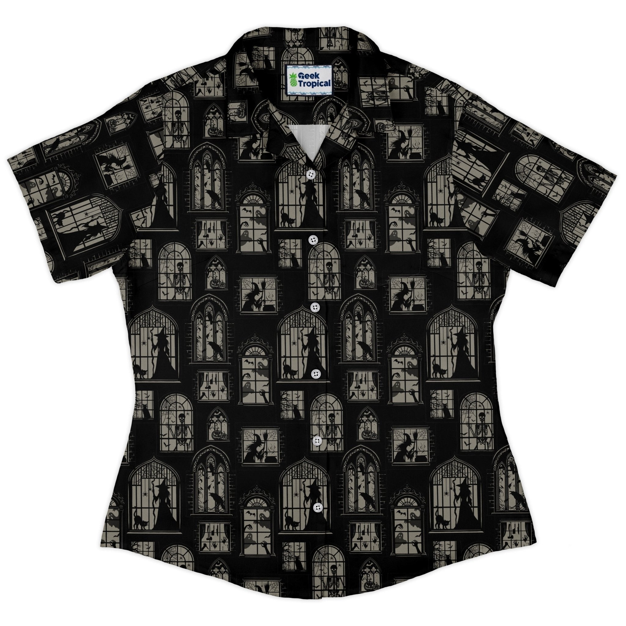 Gothic Windows Curvy Button Up Shirt Geek Nerd 0925 All Adult Button Up Shirts Design by Episodic