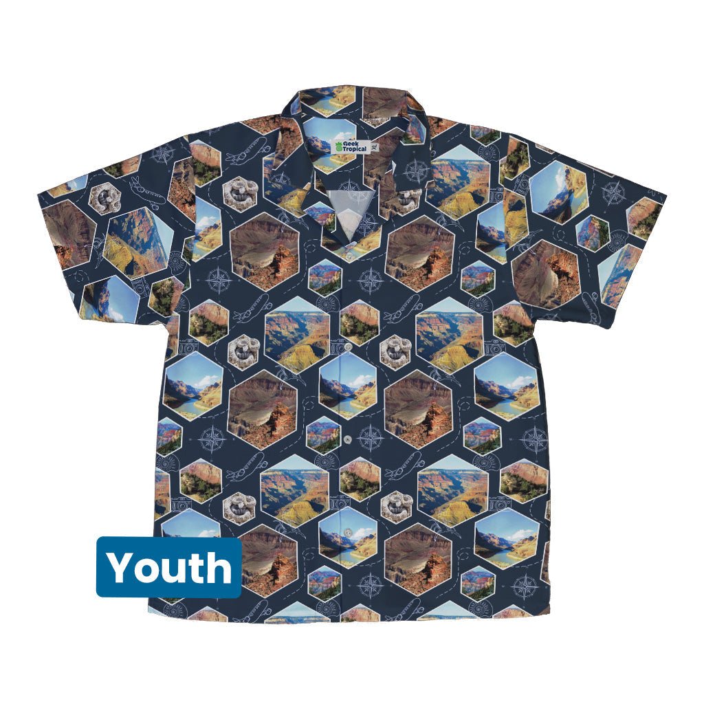 Grand Canyon Wonder Youth Hawaiian Shirt Geek Nerd 0925 Designs by Nathan FLOW DESC WRITING