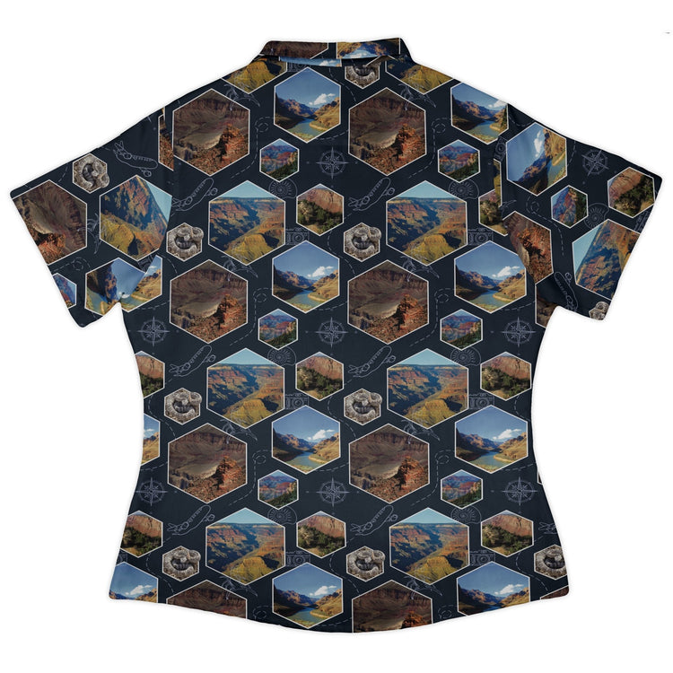 Grand Canyon Wonder Curvy Button Up Shirt Geek Nerd 0925 All Adult Button Up Shirts Designs by Nathan