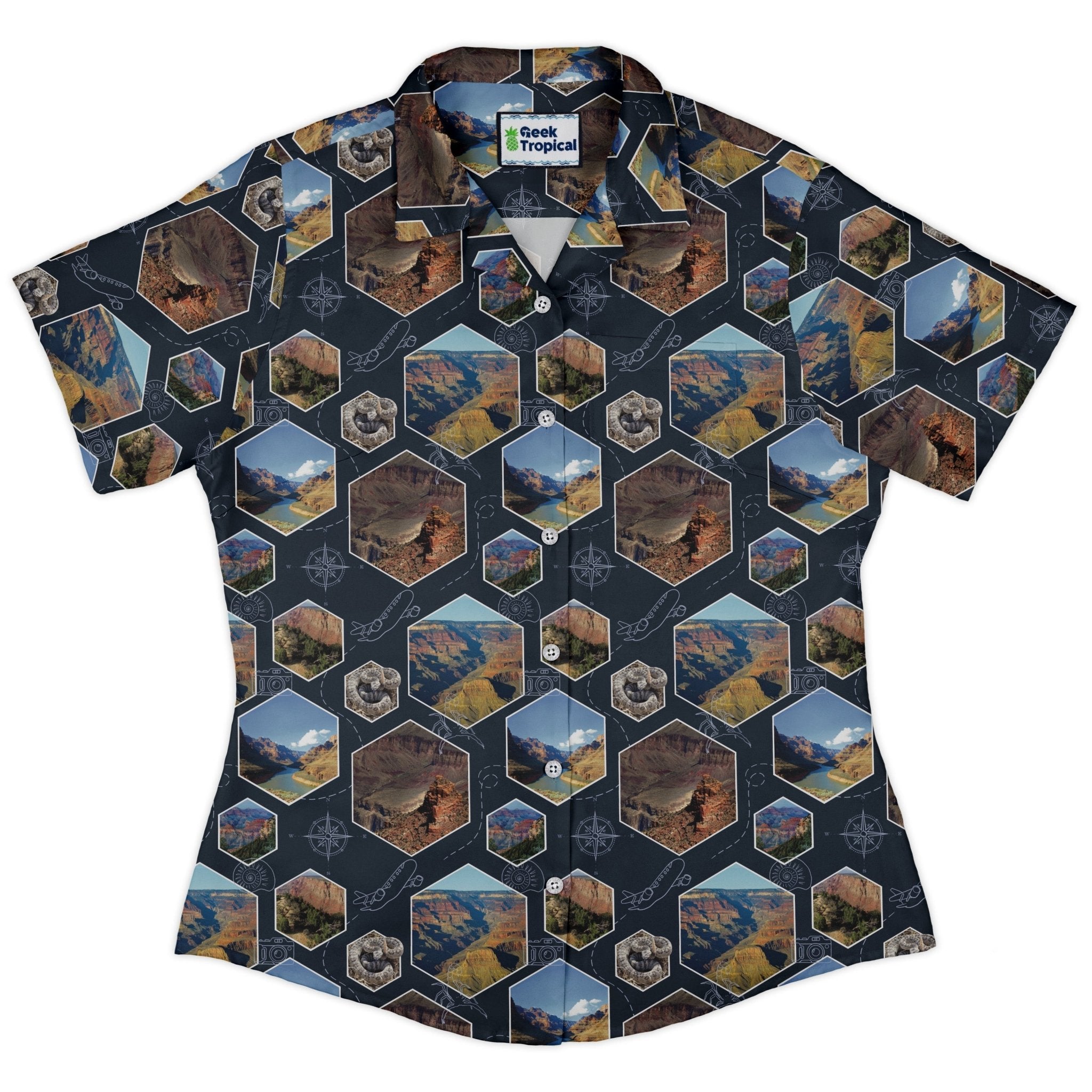 Grand Canyon Wonder Curvy Button Up Shirt Geek Nerd 0925 All Adult Button Up Shirts Designs by Nathan