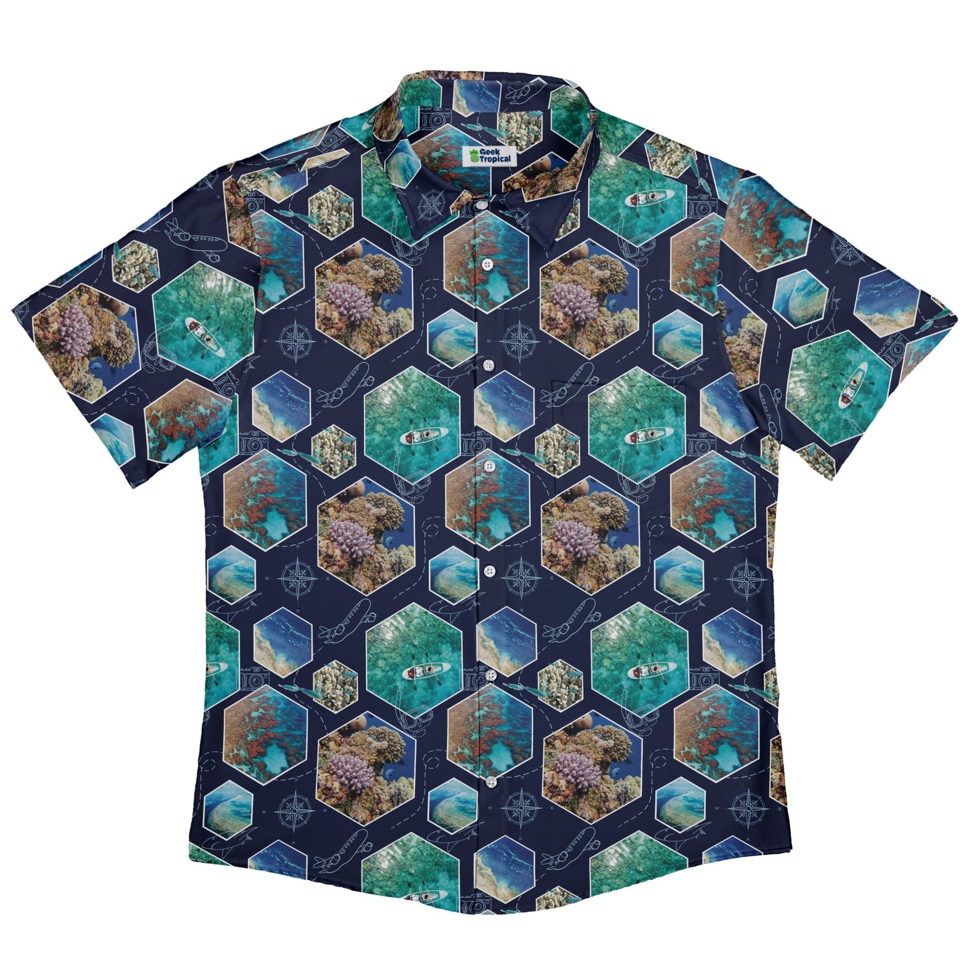 Great Reef Wonder Button Up Shirt Geek Nerd 0925 adult sizing All Adult Button Up Shirts