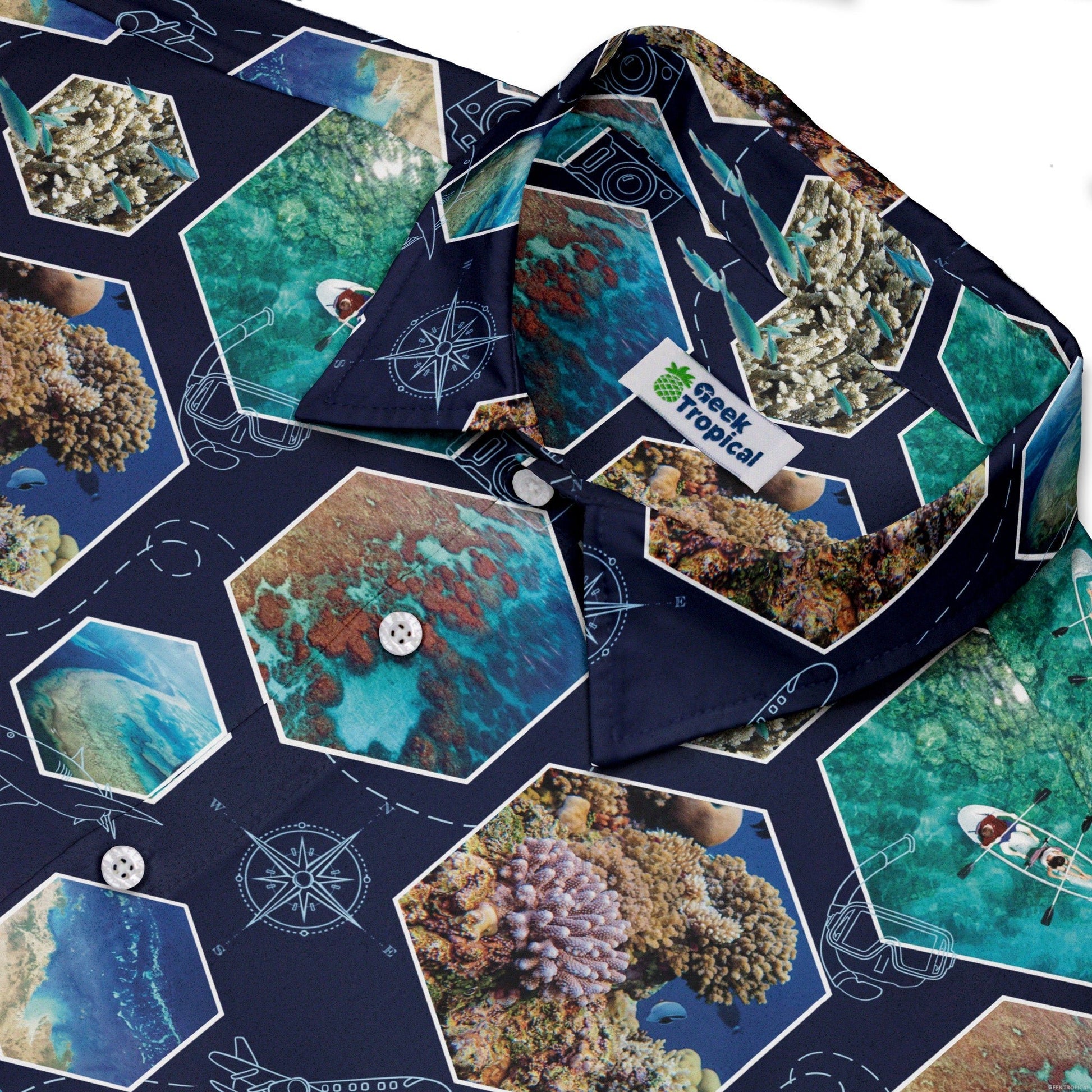 Great Reef Wonder Button Up Shirt Geek Nerd 0925 adult sizing All Adult Button Up Shirts
