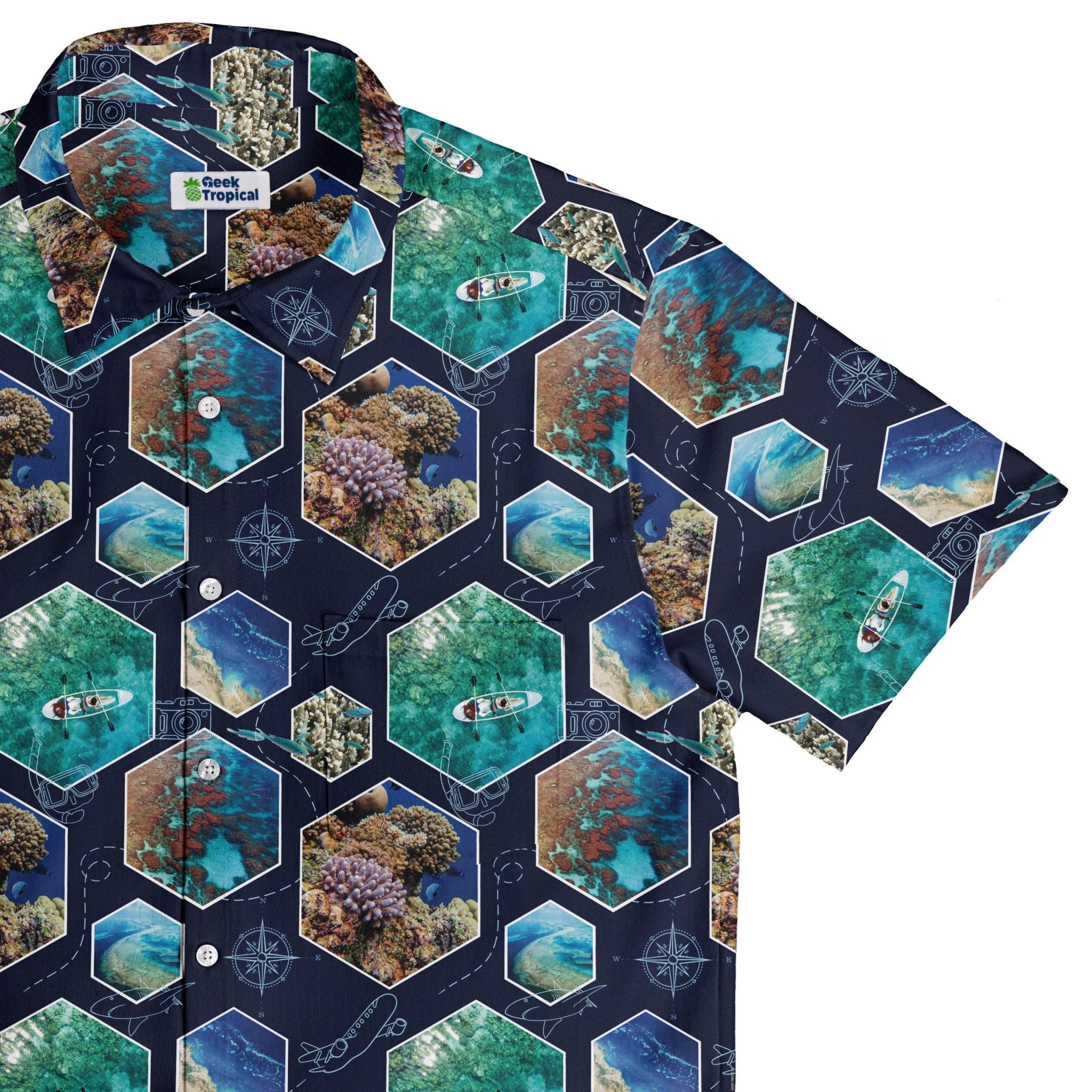 Great Reef Wonder Button Up Shirt Geek Nerd 0925 adult sizing All Adult Button Up Shirts