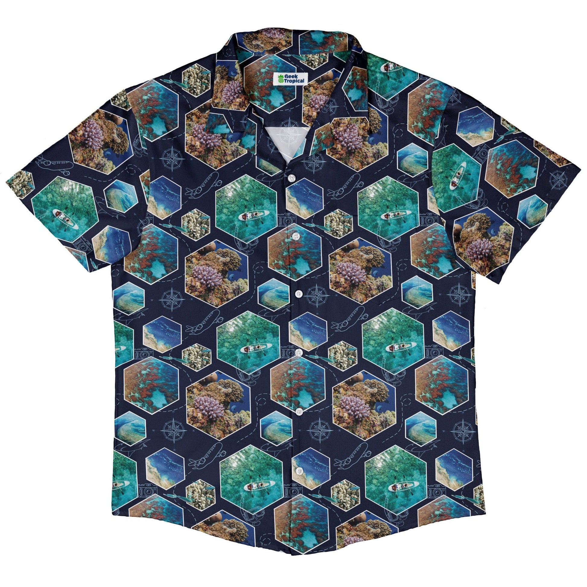 Great Reef Wonder Button Up Shirt Geek Nerd 0925 adult sizing All Adult Button Up Shirts