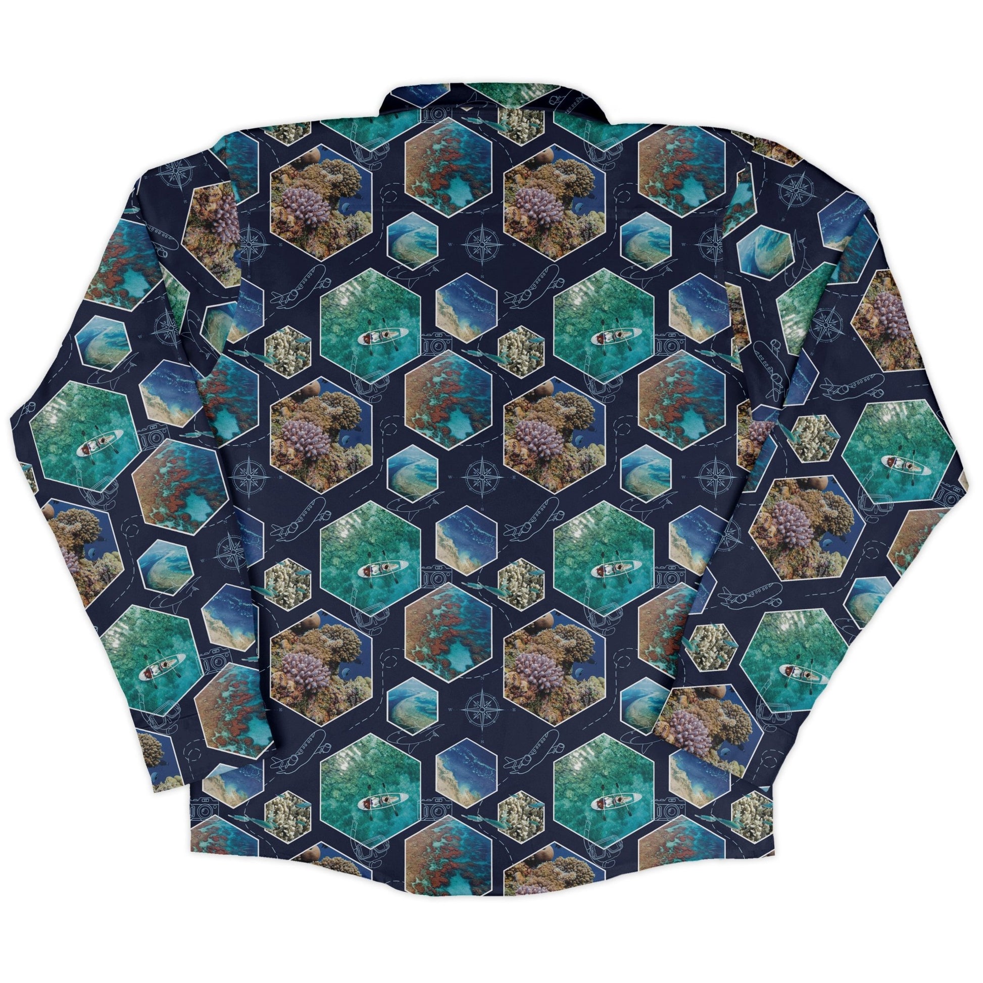 Great Reef Wonder Long Sleeve Button Up Shirt Geek Nerd 0925 adult sizing All Adult Button Up Shirts