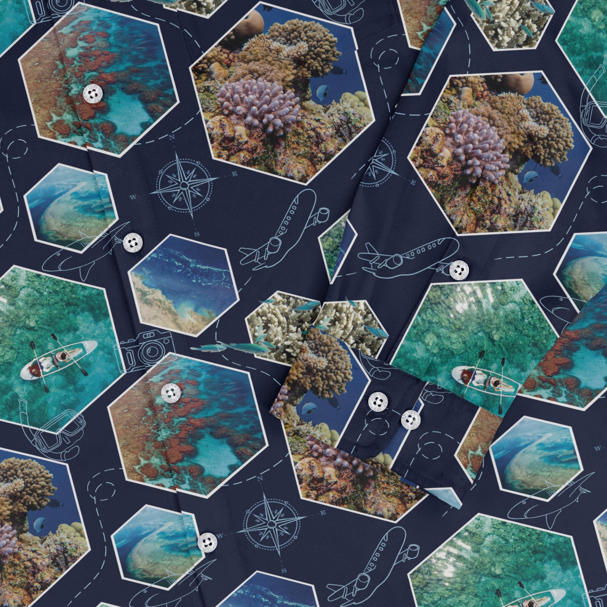 Great Reef Wonder Long Sleeve Button Up Shirt Geek Nerd 0925 adult sizing All Adult Button Up Shirts