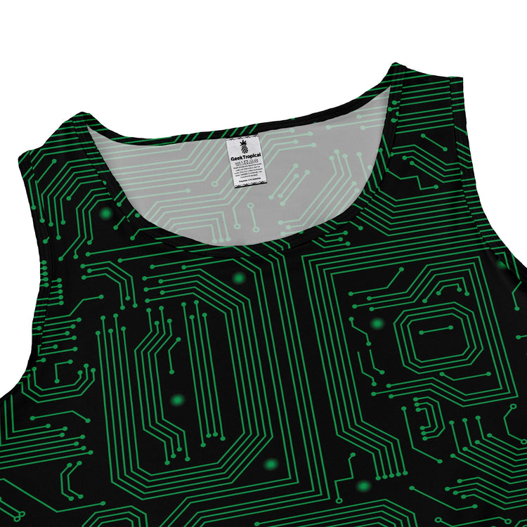 Green Computer Circuits Dress Geek Nerd computer print lx - C