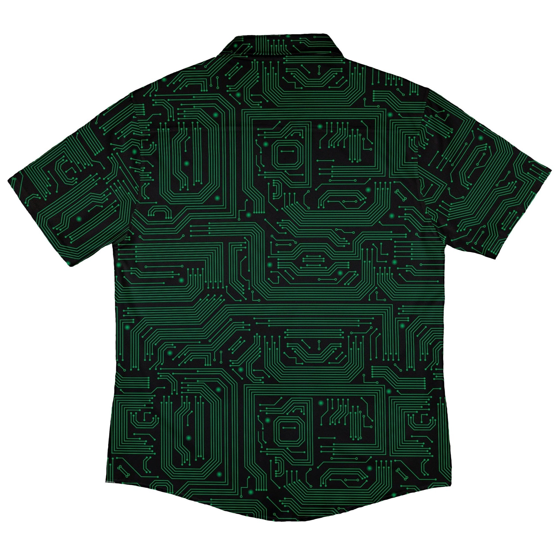Green Computer Circuits Button Up Shirt - adult sizing - computer print -