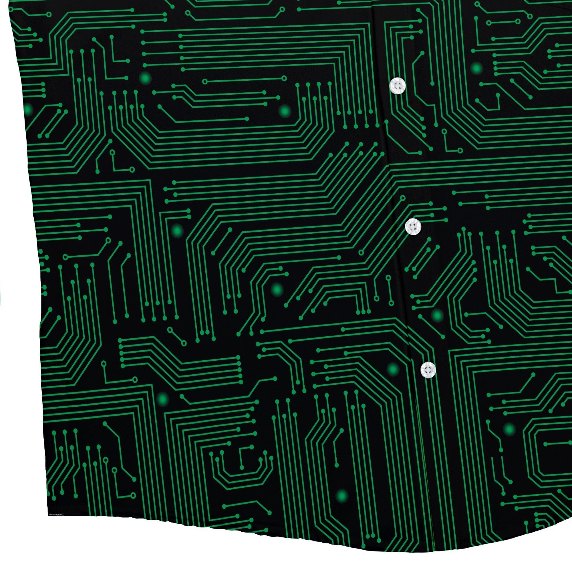 Green Computer Circuits Button Up Shirt - adult sizing - computer print -