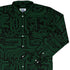 Green Computer Circuits Long Sleeve Button Up Shirt Geek Nerd adult sizing computer print FLOW DESC WRITING