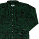 Green Computer Circuits Long Sleeve Button Up Shirt Geek Nerd adult sizing computer print FLOW DESC WRITING