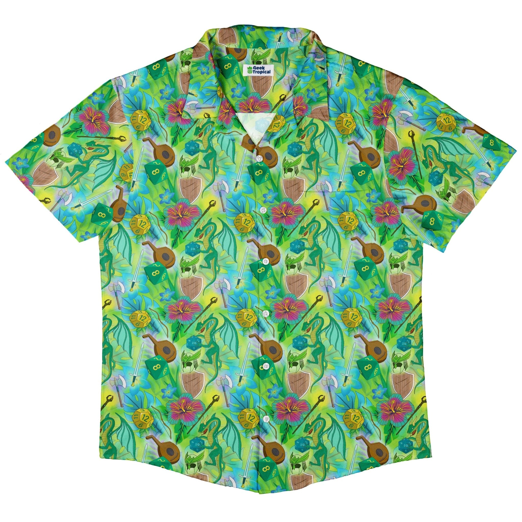 Green Dragon Encounter Dnd Button Up Shirt - adult sizing - Animal Patterns - Designs by Nathan