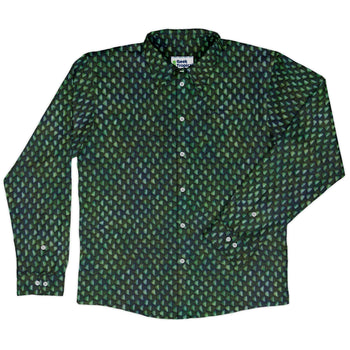 Green Dragon Scales Long Sleeve Button Up Shirt Geek Nerd adult sizing Designs by Nathan dnd & rpg print