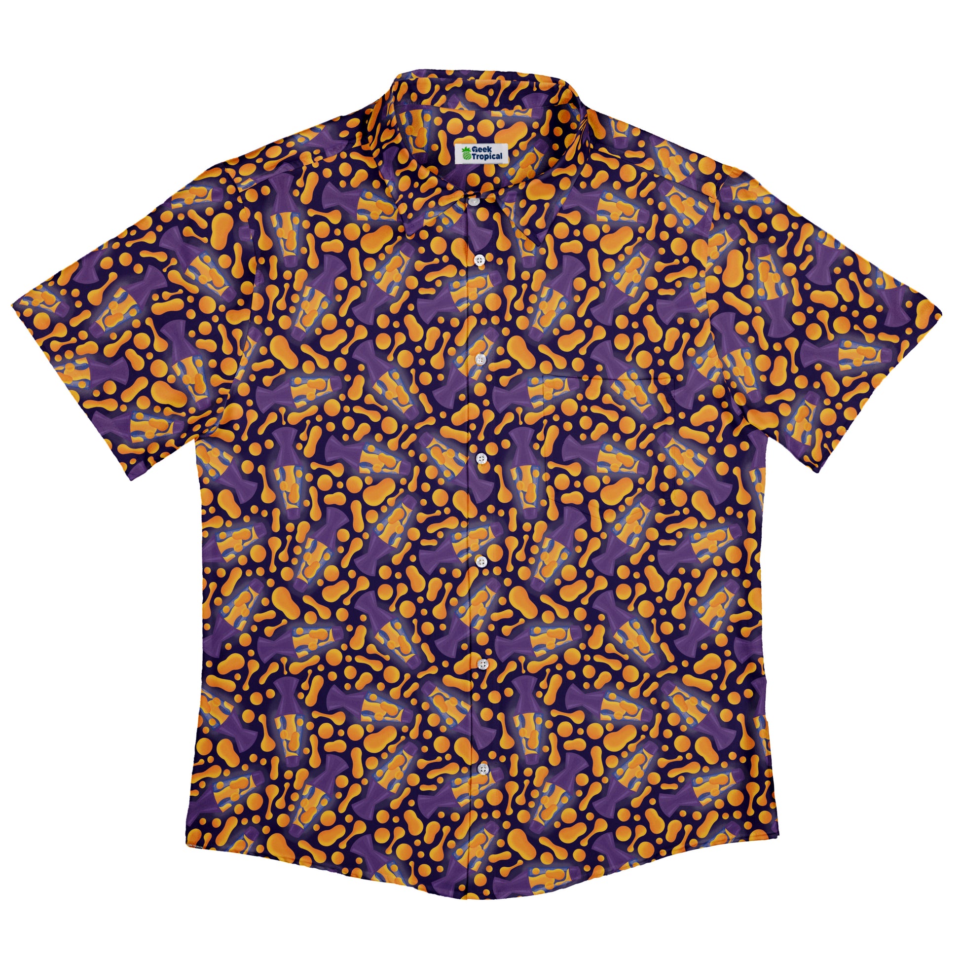 Groovy Lava Lamps Dark Button Up Shirt Flat Front