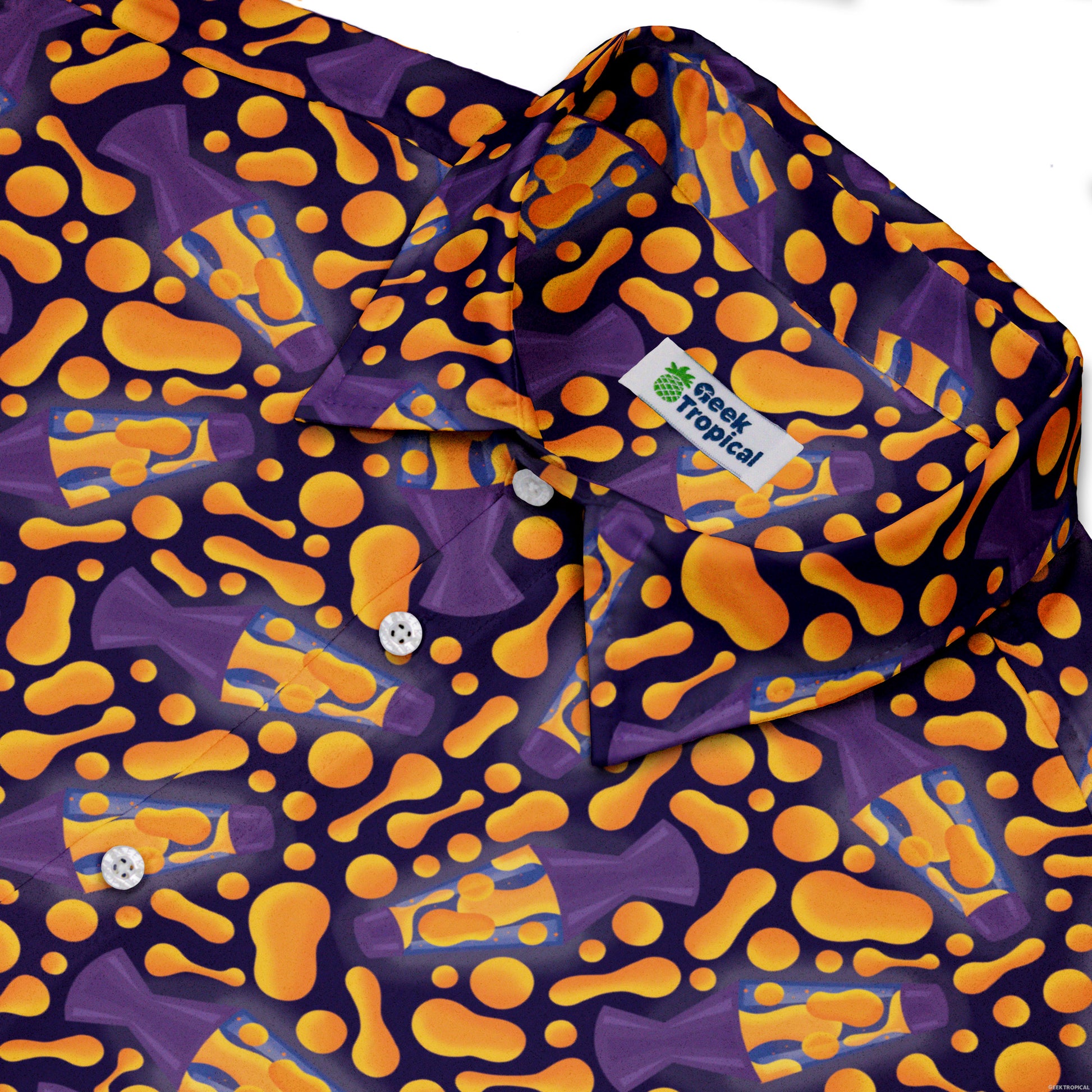 Groovy Lava Lamps Dark Button Up Shirt Neck