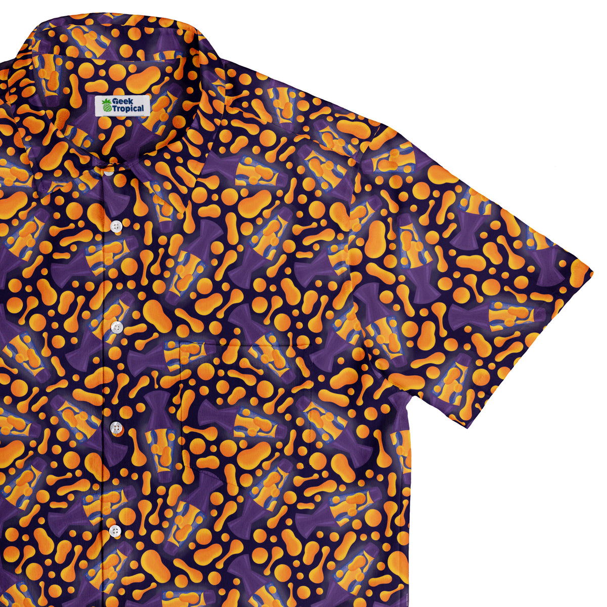 Groovy Lava Lamps Dark Button Up Shirt Top Corner