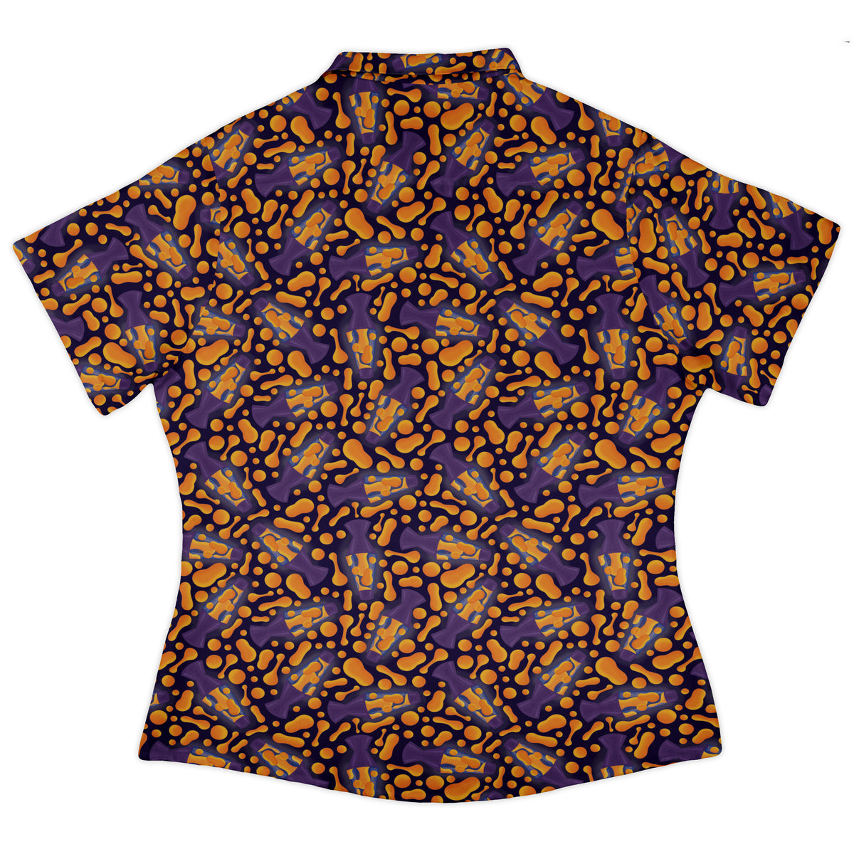 Groovy Lava Lamps Dark Curvy Button Up Shirt Old Curvy Button Up Shirt womens back
