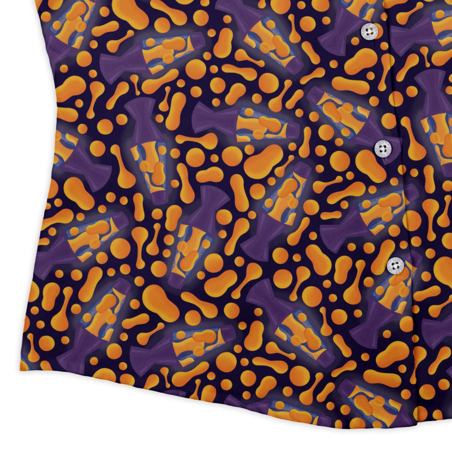 Groovy Lava Lamps Dark Curvy Button Up Shirt Old Curvy Button Up Shirt womens corner